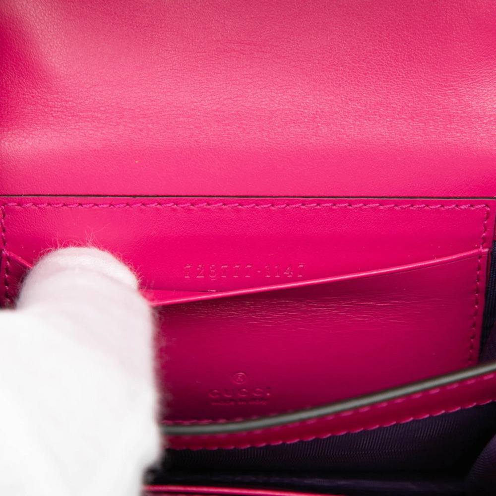 GUCCI Authentic Pink Leather GG Marmont Shoulder Bag - Picture 6 of 6